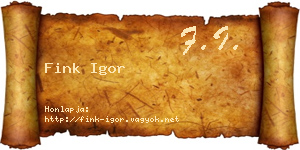 Fink Igor névjegykártya